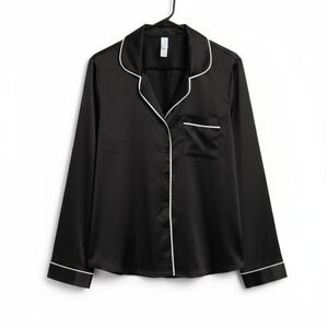 Stars Above Black Pajama Top with White Trim